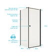 AURLANE - Porte de Douche Pivotante 80x195cm et Retour 80cm - Verre 8mm Anticalcaire - Profil Noir - vignette
