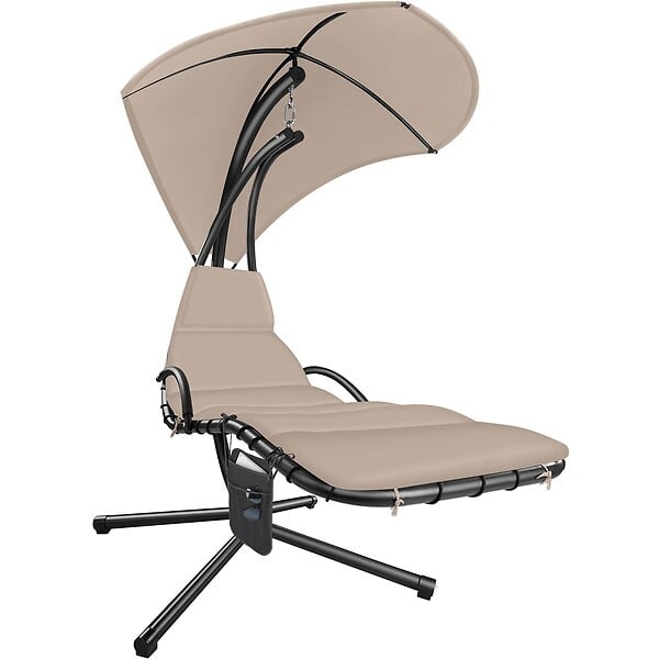 TECTAKE - Fauteuil suspendu Elaria avec pare-soleil et poche latérale beige - large