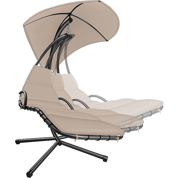 TECTAKE - Fauteuil suspendu Elaria avec pare-soleil et poche latérale beige - large