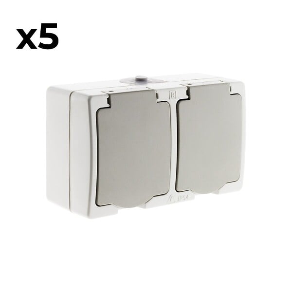 ZENITECH - Lot de 5 doubles prises 2P+T saillie + raccordement rapide - Zenitech - large