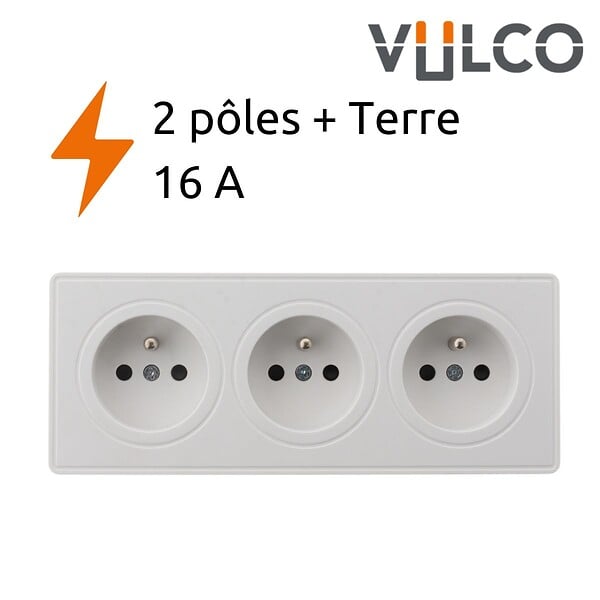ZENITECH - Lot de 5 prises triples 16A en saillie - Blanc - Vulco - Zenitech - large