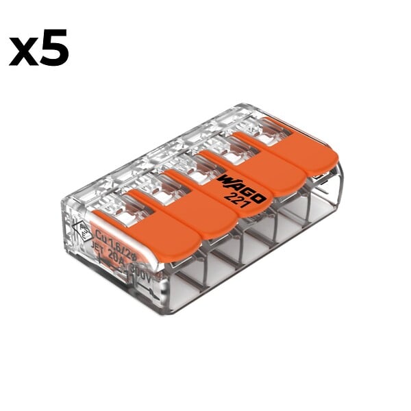 WAGO - Sachet de 5 bornes 5 entrées série 221 - Wago - large