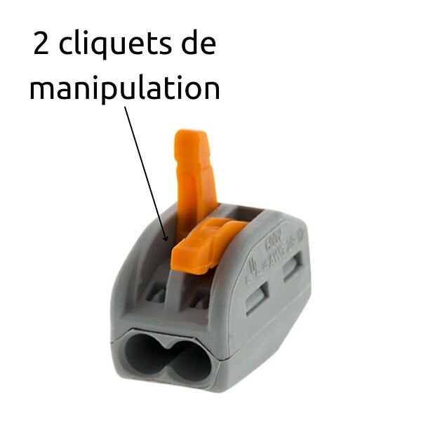 WAGO - Borne rapide automatique à cliquet S222 - 2 entrées - Wago - large