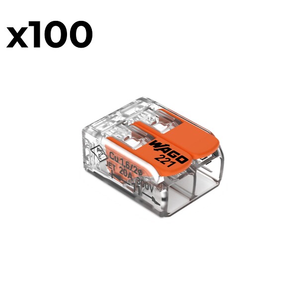 WAGO - Boîte de 100 bornes 2 entrées série 221 - Wago - large