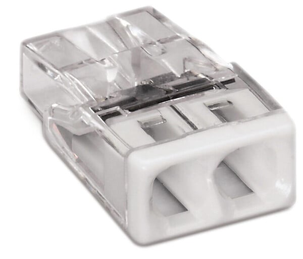 WAGO - Lot de 100 bornes WAGO 2273 - 2 x 0,5 à 2,5mm² Transp. / Blanc - large