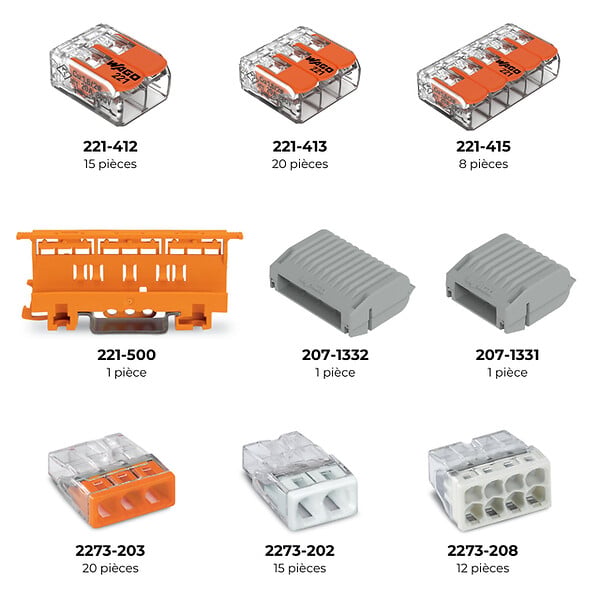 WAGO - Assortiment de bornes de connexion L-Boxx Micro Wago - Série 221,2273,207 - 84 pièces - large