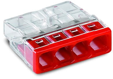 WAGO - Lot de 100 bornes WAGO 2273 - 4 x 0,5 à 2,5mm² Transp. / Rouge - large