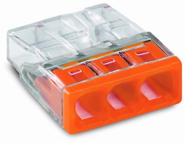 WAGO - Lot de 100 bornes WAGO 2273 - 3 x 0,5 à 2,5mm² Transp. / Orange - large