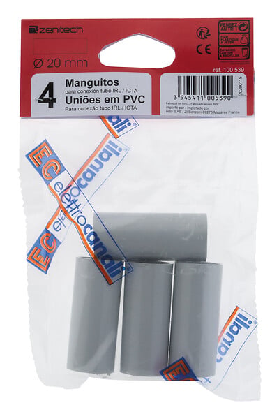 ZENITECH - Lot de 4 manchons rigides gaines ICTA/tubes Ø20mm - Gris - Zenitech - large