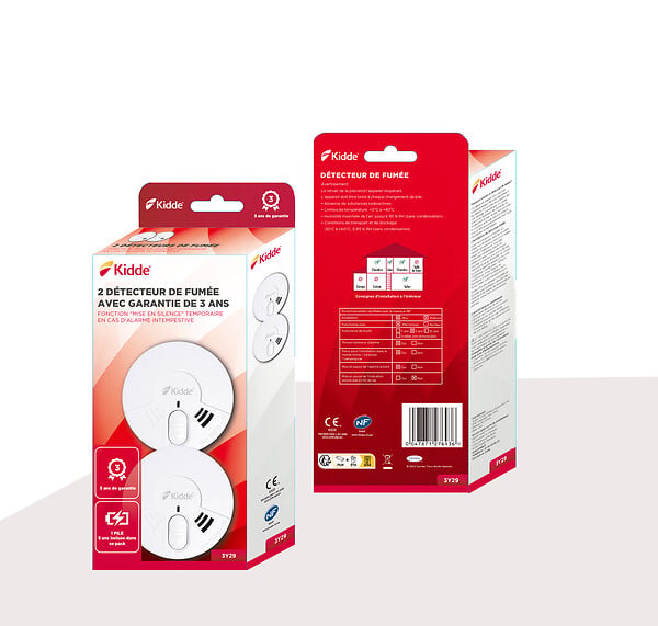 KIDDE - Pack 2 détecteurs de fumée 3Y29 + 1 monoxyde de carbone - Kidde - large