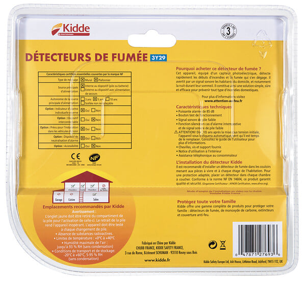 KIDDE - Pack 2 détecteurs de fumée 3Y29 + 1 monoxyde de carbone - Kidde - large