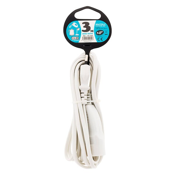 ZENITECH - Rallonge domestique 3m - 1380W 6A - blanc - Zenitech - large
