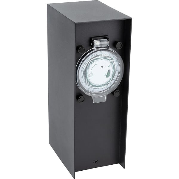 ZENITECH - Borne de jardin à fixer 2x16A + programmateur IP44 - Alu Noir - Zenitech - large