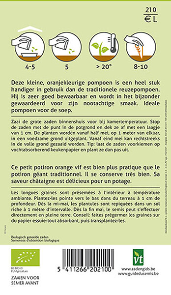 ARBORIX - Bio Potimarron Uchiki Kuri - Ca. 2 gr (Livraison Gratuite) - large