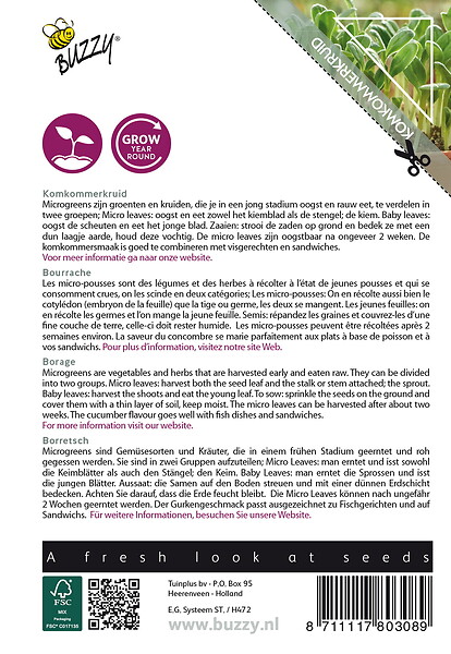 ARBORIX - Buzzy Microgreens Bourrache Semences - Ca. 8 gr (Livraison Gratuite) - large