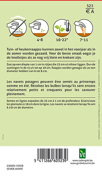 ARBORIX - Navet Potager Rond à Collet Rouge - Ca. 6 gr (Livraison Gratuite) - large