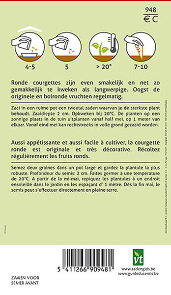ARBORIX - Courgette Ronde De Nice - Ca. 1,5 gr (Livraison Gratuite) - large