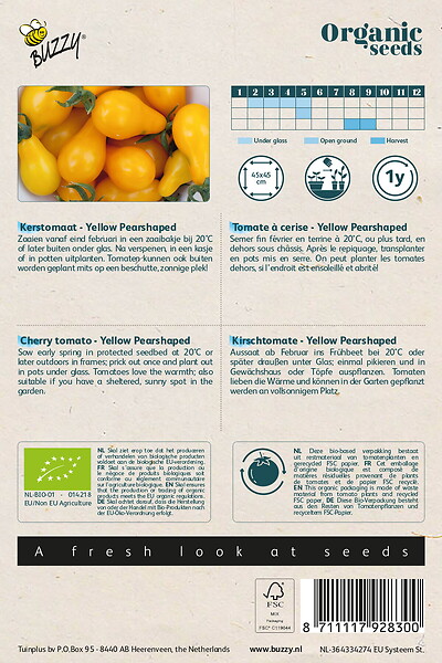 ARBORIX - Buzzy Organic Tomates Cerises Yellow Pearshaped - Bio Semences - Ca. 0,1 gr (Livraison Gratuite) - large