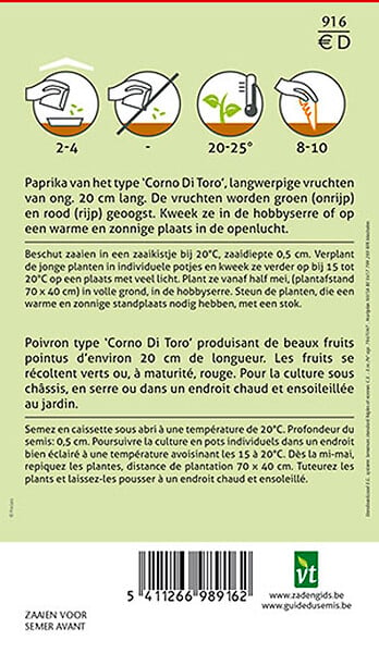 ARBORIX - Poivron Doux Red Bulls Horn - Ca. 0,2 gr (Livraison Gratuite) - large
