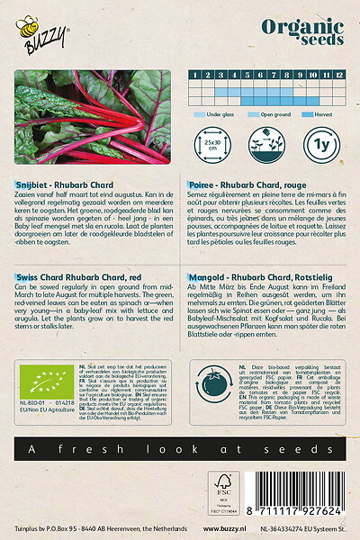 ARBORIX - Buzzy Organic Poiree Rhubarb Chard - Bio Semences - Ca. 2 gr (Livraison Gratuite) - large