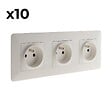 ZENITECH - Lot de 10 triples prises précâblées 2P+T 16A - blanc - Zenitech - vignette