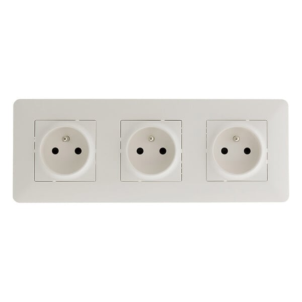 ZENITECH - Lot de 10 triples prises précâblées 2P+T 16A - blanc - Zenitech - large