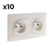 ZENITECH - Lot de 10 doubles prises précâblées 2P+T 16A - blanc - Zenitech - vignette