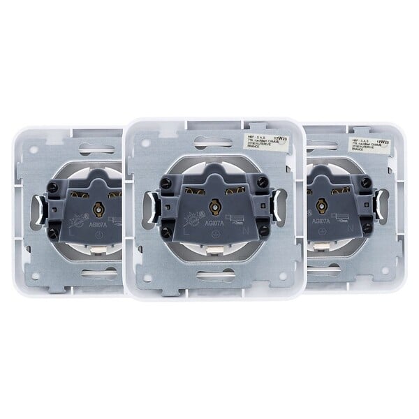 ZENITECH - Lot de 3 prises encastrées Schuko 16A - Gris - Antaria - Zenitech - large