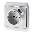 ZENITECH - Prise encastrée Schuko 16A + USB A - Gris - Antaria - Zenitech - vignette
