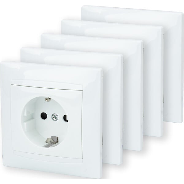 ZENITECH - Lot de 5 prises encastrées Schuko - Blanc - Zyna - Zenitech - large