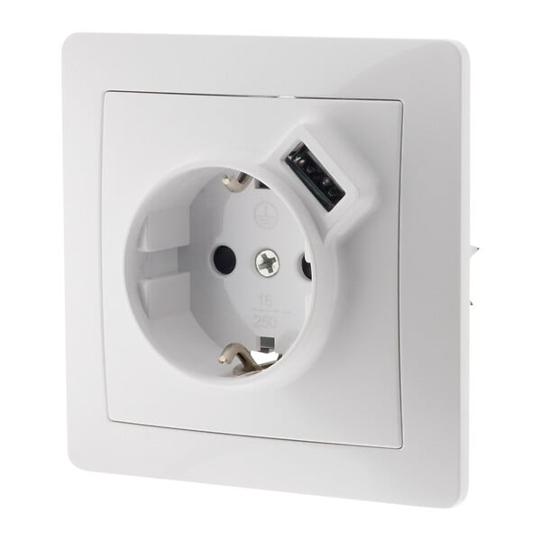 ZENITECH - Prise encastrée Schuko + USB A - Blanc - Orys - Zenitech - large