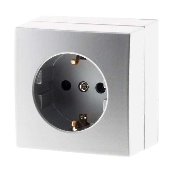 ZENITECH - Prise Schuko saillie 16A Bel'Vue - Argent - Zenitech - large