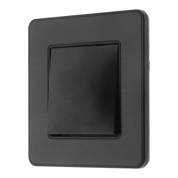 ZENITECH - Interrupteur complet va et vient simple 10A - métal Noir brossé - Kouro - Zenitech - large