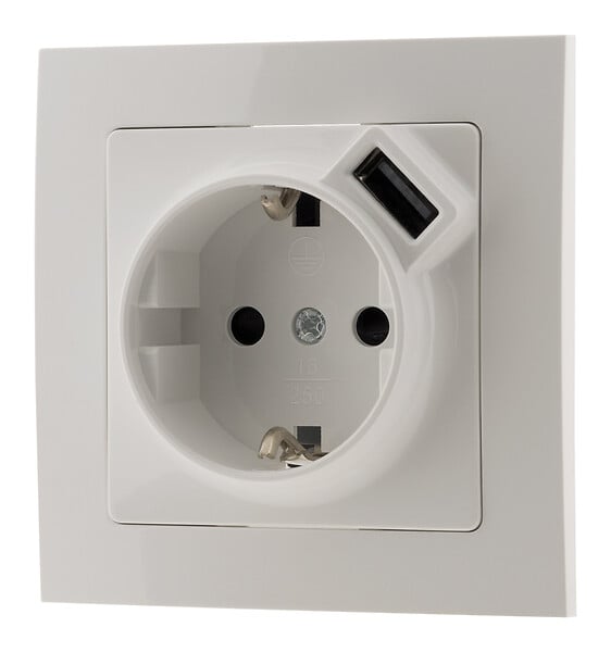 ZENITECH - Prise encastrable Schuko 16A + USB - Kalya - Blanc - Zenitech - large