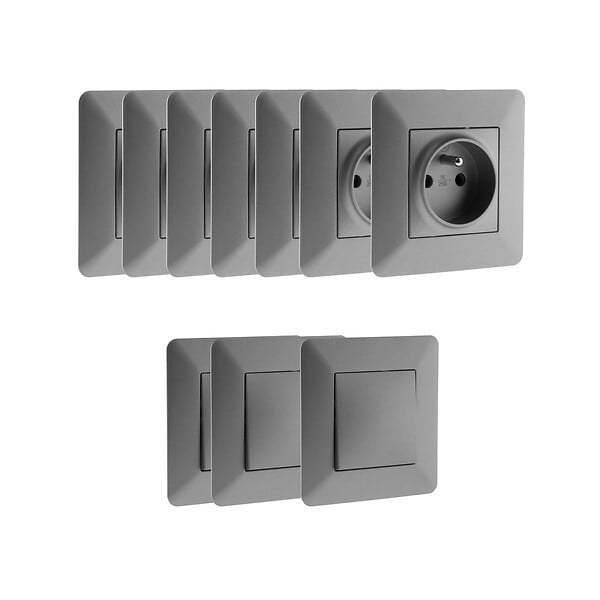 ZENITECH - Lot de 42 prises monopostes + 21 interrupteurs - Zenitech - large