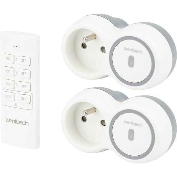 ZENITECH - Pack de 2 prises 2300W + télécommande - Blanc - Bolea - Zenitech - large