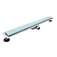 SANIVERRE - HIDY Caniveau de douche L.80 cm verre blanc et acier inoxydable, siphon anti-odeurs, drainage performant - vignette
