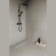 SANIVERRE - HIDY Caniveau de douche L.80 cm verre blanc et acier inoxydable, siphon anti-odeurs, drainage performant - vignette