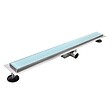 SANIVERRE - HIDY Caniveau de douche L.90 cm verre blanc et acier inoxydable, siphon anti-odeurs, drainage performant - vignette