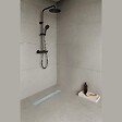 SANIVERRE - HIDY Caniveau de douche L.60 cm verre blanc et acier inoxydable, siphon anti-odeurs, drainage performant - vignette