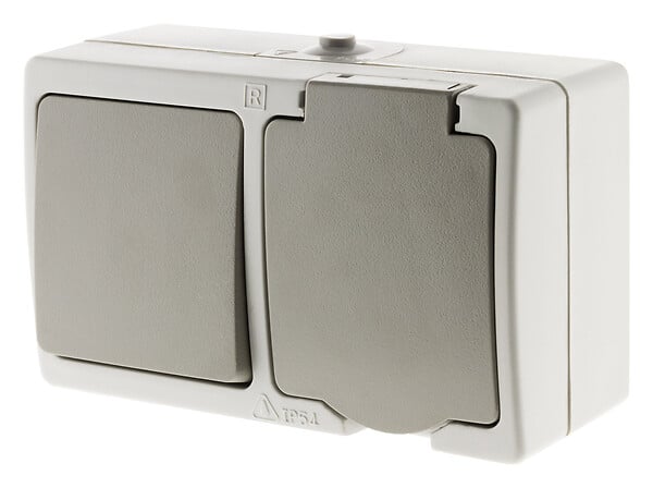 AKYA - Appareillage mixte horizontal va-et-vient et prise 2P+T - Zenitech - large