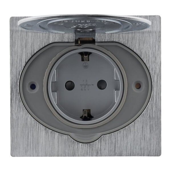 ZENITECH - Prise de sol 16A Schuko alu brossé - IP44 + boîte installation - Zenitech - large