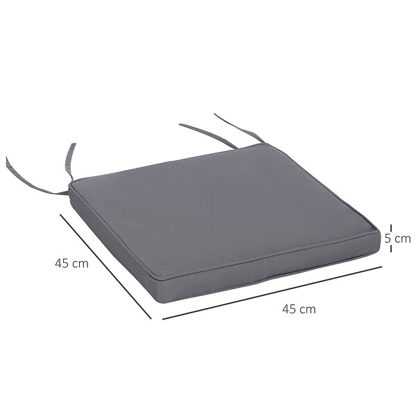 OUTSUNNY - Lot de 2 coussins d'assise carrés chaises fauteuils tabourets - coussins déhoussables zippés avec cordons d'attache - dim. 45L x 45l cm ép. 5 cm - polyester gris - large