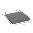 OUTSUNNY - Lot de 2 coussins d'assise carrés chaises fauteuils tabourets - coussins déhoussables zippés avec cordons d'attache - dim. 45L x 45l cm ép. 5 cm - polyester gris - vignette