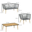 OUTSUNNY - Salon de jardin 4 places 4 pièces design scandinave acier époxy résine filaire PE coussins inclus gris - vignette