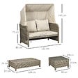 OUTSUNNY - Ensemble salon de jardin 2 places 4 pcs - canapé, repose-pieds, 2 tables basses - coussins inclus - résine grise polyester kaki - vignette