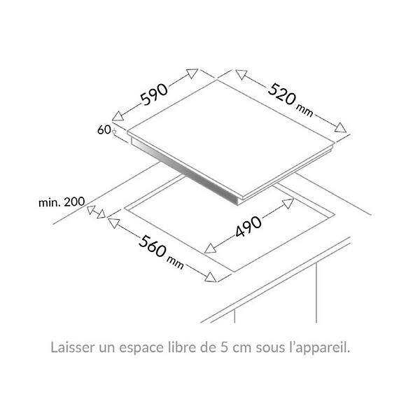 FAGOR - table de cuisson induction 59cm 3 feux 6200w noir - FAI3531 - large