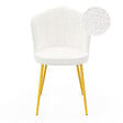 ID MARKET - Lot de 2 chaises coquillage ADELAIDE bouclette blanche pieds dorés - vignette