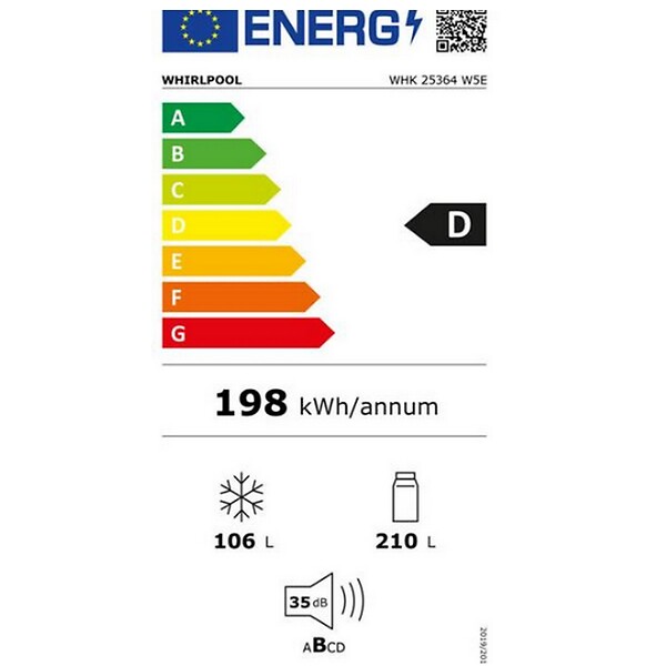 WHIRLPOOL - réfrigérateur combiné 60cm 316l no frost - WHK25364W5E - large