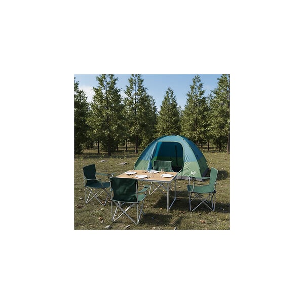 O'CAMP - Lot de 2 tables de camping pliables 6 places - Forme valise - 120 x 60 x 70 cm - large